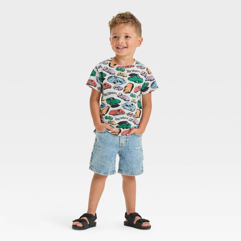 slide 3 of 3, Toddler Boys' Hot Wheels Short Sleeve T-Shirt - Oatmeal 3T, 1 ct