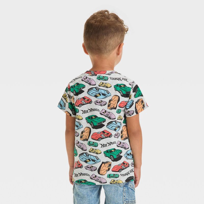 slide 2 of 3, Toddler Boys' Hot Wheels Short Sleeve T-Shirt - Oatmeal 5T, 1 ct