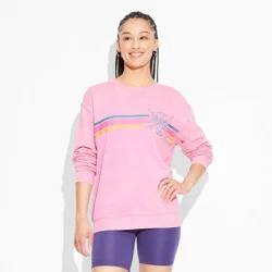 Mickey Mouse Women's Mickey Surfer Graphic Sweatshirt - Pink M