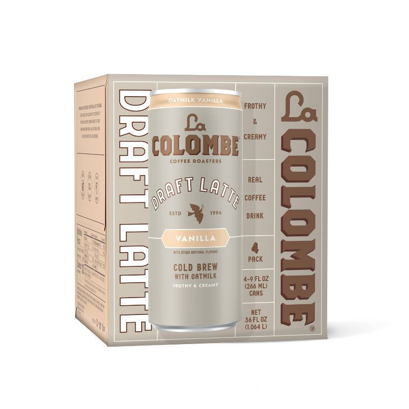 slide 7 of 9, La Colombe Vanilla Draft Latte with Oatmilk - 4pk/9 fl oz Cans, 4 ct; 9 fl oz