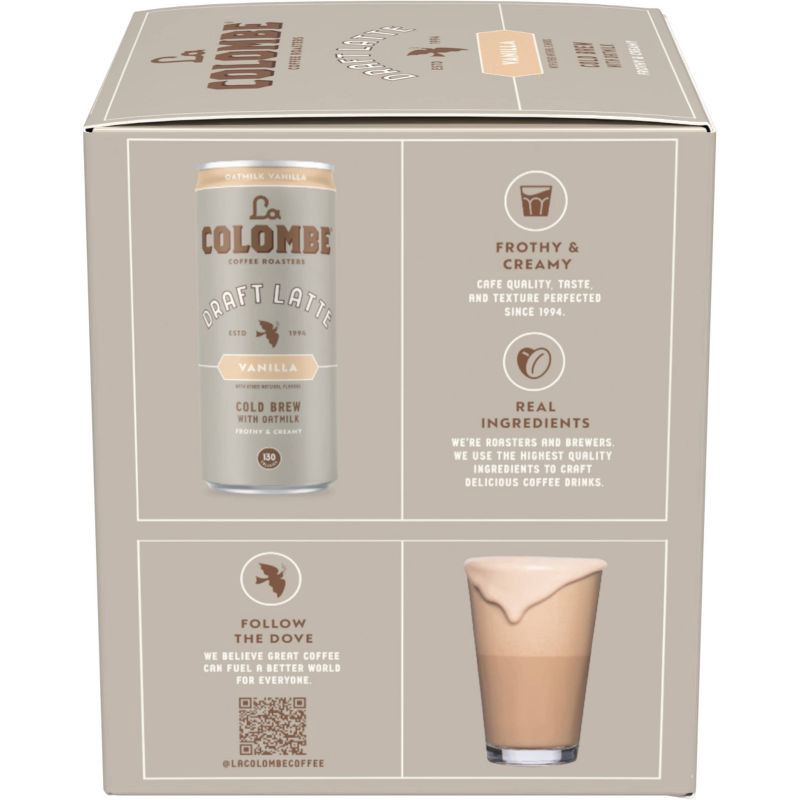 slide 8 of 11, La Colombe Vanilla Draft Latte with Oatmilk - 4pk/9 fl oz Cans, 4 ct; 9 fl oz