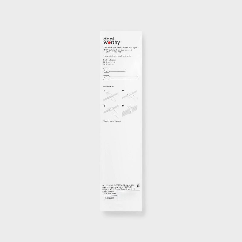 slide 3 of 3, Reusable Cable Ties - dealworthy™ Black/White: Cord Organizer, Cable Management, 1 ct