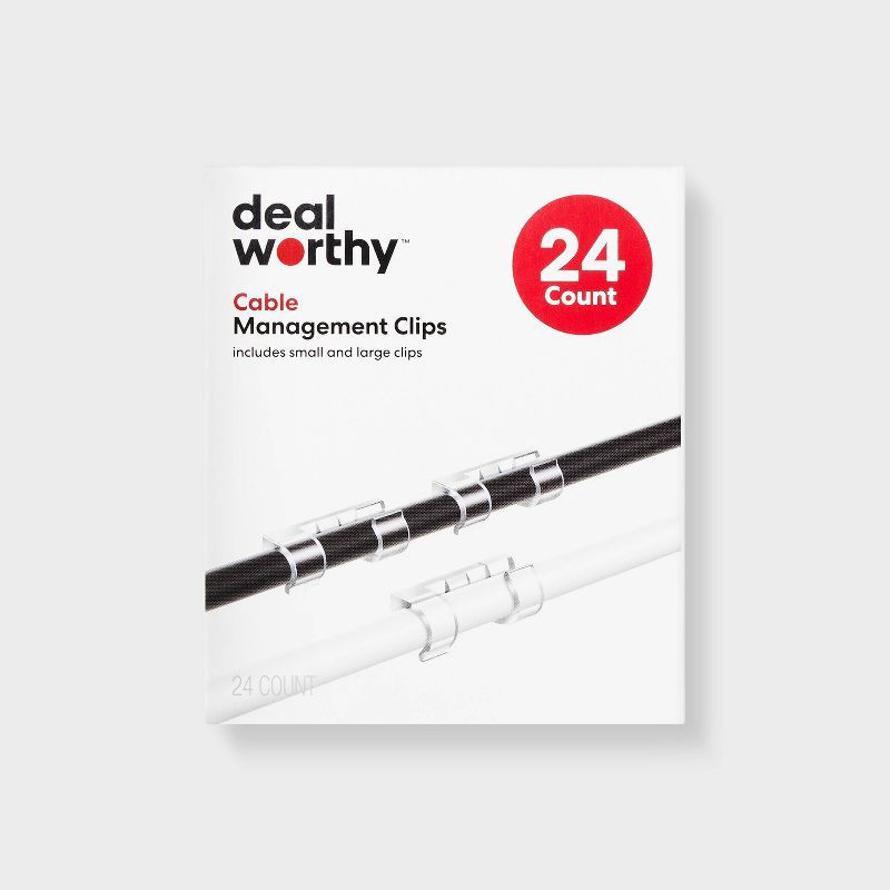 slide 1 of 3, Clear Cable Clips - dealworthy™ 24ct: Cable Management Accessories, 24 ct