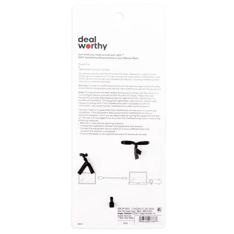 slide 3 of 3, Mini Display Port to HDMI Adapter - dealworthy™: Black Male-to-Female Cable Adapter, 1 ct