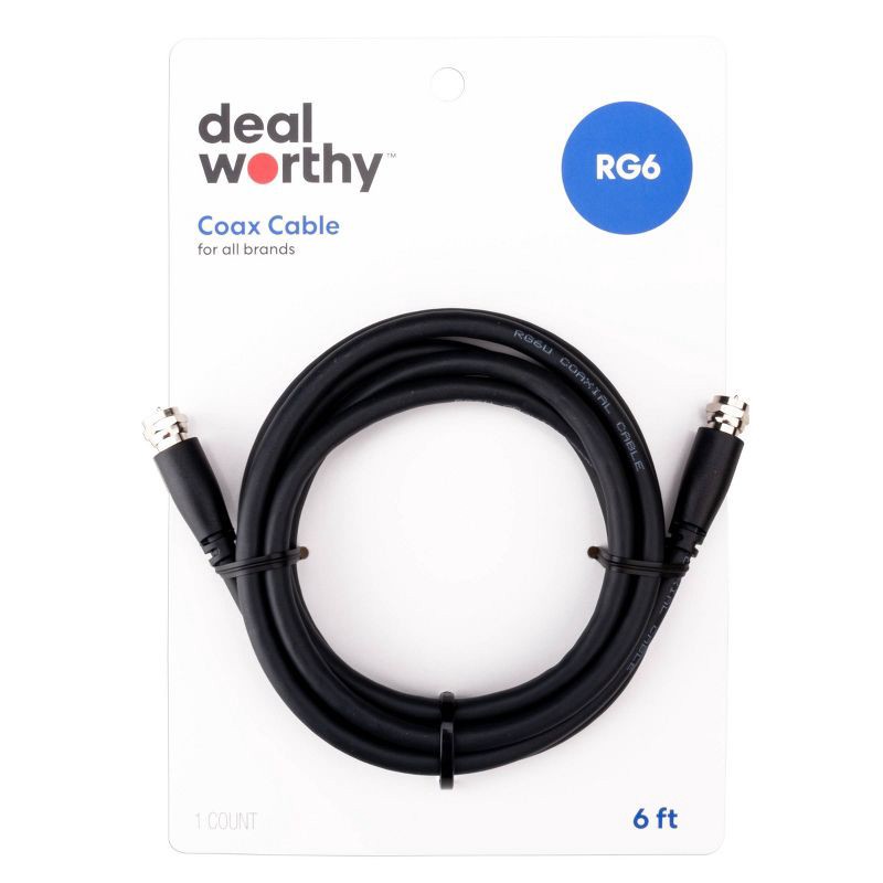 slide 2 of 3, 6' Coaxial A/V Cable - dealworthy™ Black, 1 ct