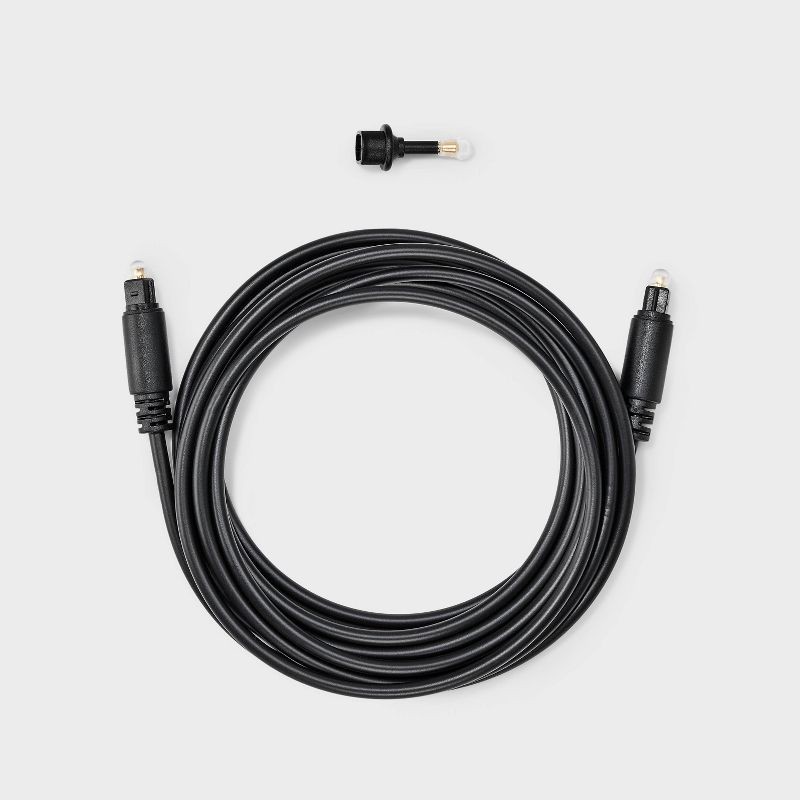slide 2 of 3, 10' Toslink Digital Fiber Optic Cable with Mini Adapter - dealworthy™: AV Cables, 10 Feet, Male-To-Male, 1 ct