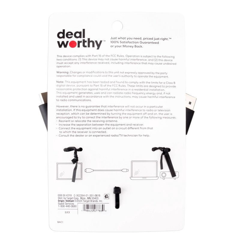 slide 3 of 3, 6' Display Port to HDMI Cable - dealworthy™ Black, 1 ct