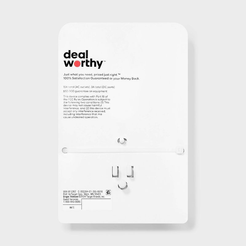 slide 3 of 4, 6-Outlet Surge Protector Wall Tap 900J with USB C and USB A - dealworthy™ White, 1 ct