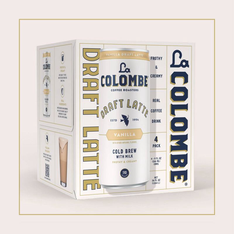 slide 3 of 10, La Colombe Vanilla Draft Latte - 4pk/9 fl oz Cans, 4 ct; 9 fl oz