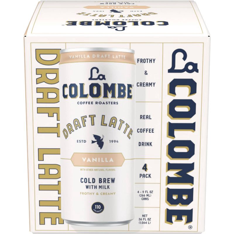 slide 1 of 10, La Colombe Vanilla Draft Latte - 4pk/9 fl oz Cans, 4 ct; 9 fl oz