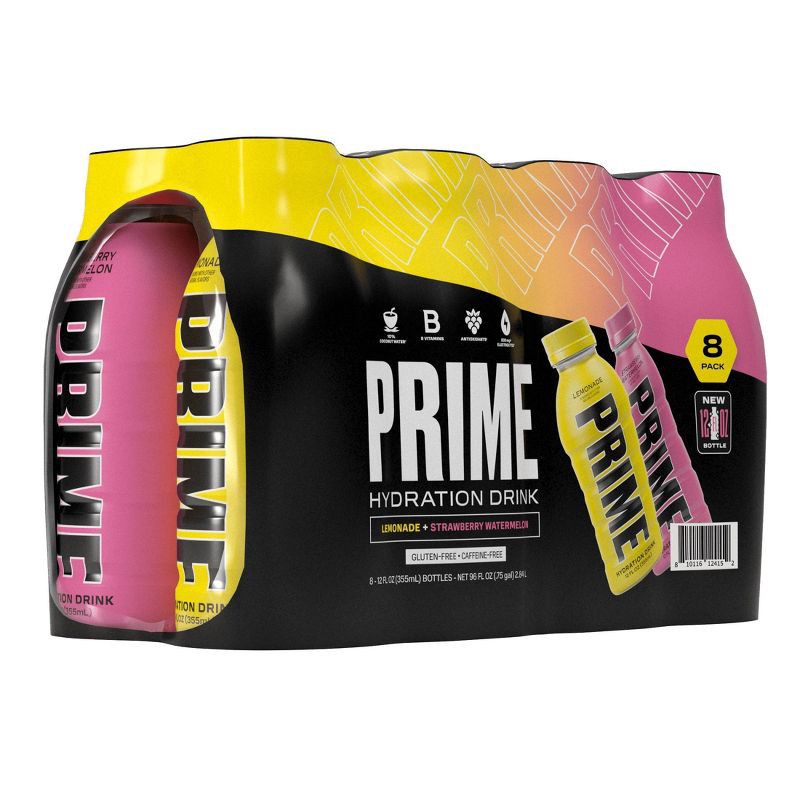 slide 2 of 4, Prime Hydration Duo Pack Lemonade & Strawberry Watermelon Sports Drink - 8pk/12 fl oz Bottles, 8 ct; 12 fl oz