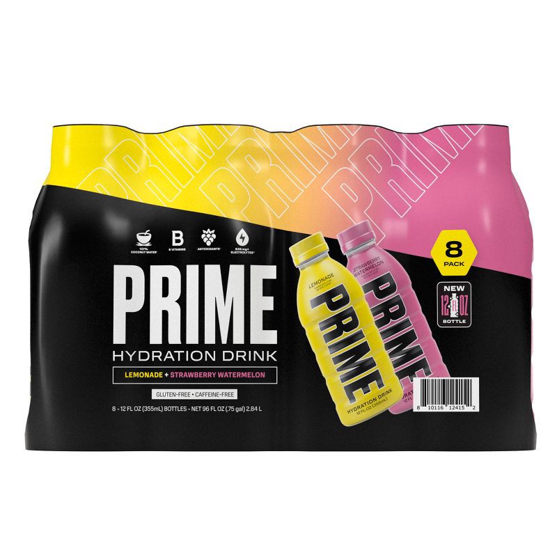 slide 3 of 4, Prime Hydration Duo Pack Lemonade & Strawberry Watermelon Sports Drink - 8pk/12 fl oz Bottles, 8 ct; 12 fl oz