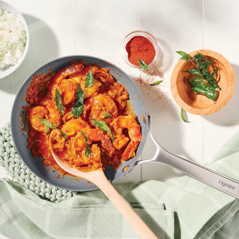 slide 2 of 6, 8" Nonstick Stainless Steel Fry Pan Silver - Figmint™: Ceramic Nonstick, Induction Safe, Oven-Safe to 500°F, 1 ct