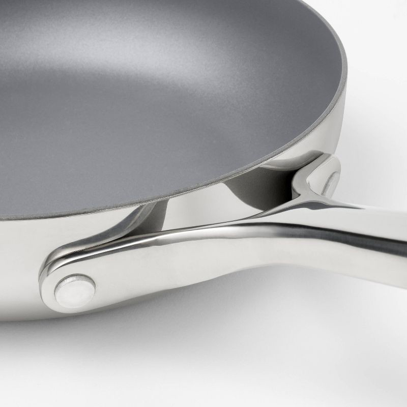 slide 3 of 6, 8" Nonstick Stainless Steel Fry Pan Silver - Figmint™: Ceramic Nonstick, Induction Safe, Oven-Safe to 500°F, 1 ct