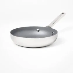 8" Nonstick Stainless Steel Fry Pan Silver - Figmint™: Ceramic Nonstick, Induction Safe, Oven-Safe to 500°F