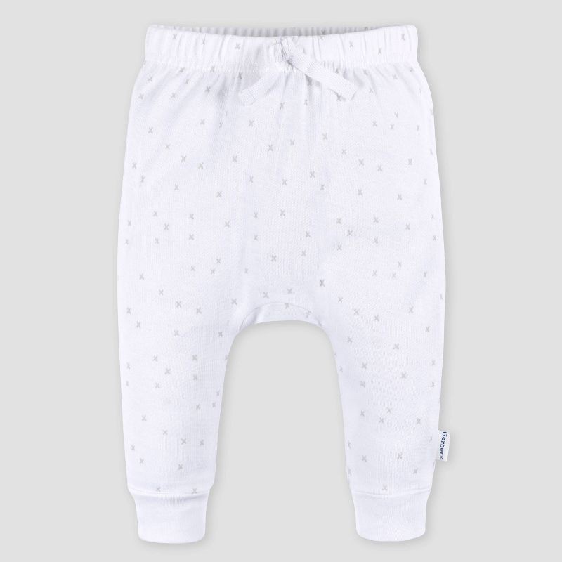 slide 4 of 7, Gerber Baby 3pk Jogger Pants - White 3-6M: Cotton Knit, Elastic Waist, Tapered Leg, 3 ct