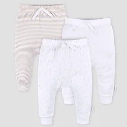 Gerber Childrenswear Gerber Baby 3pk Jogger Pants - White 24M: Cotton Knit, Elastic Waistband, Tapered Leg