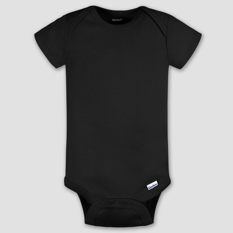 slide 5 of 6, Gerber Baby 5pk Short Sleeve Onesie - Cream 6-9M: Cotton Knit Bodysuits, Pullover Crotch Snap, 5 ct