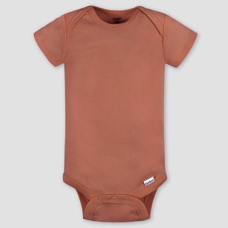slide 2 of 6, Gerber Baby 5pk Short Sleeve Onesie - 0-3M: Cotton Knit Bodysuits, Pullover & Crotch Snap, 5 ct