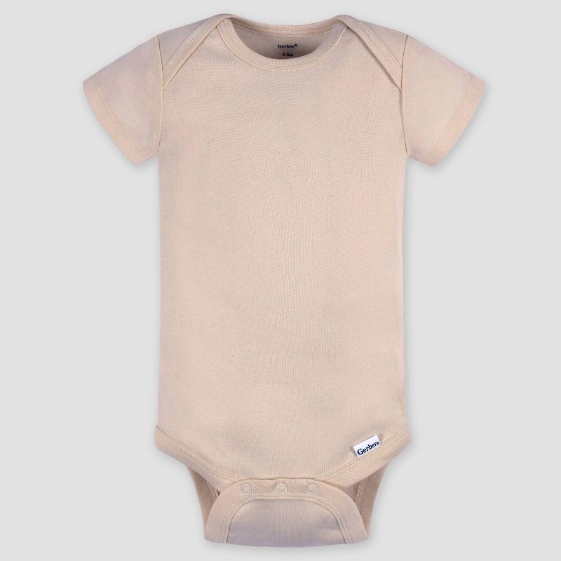 slide 5 of 6, Gerber Baby 5pk Short Sleeve Onesie - 3-6M: Cotton Knit Bodysuits, Pullover & Crotch Snap, 5 ct