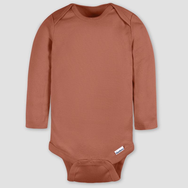 slide 2 of 5, Gerber Baby 4pk Long Sleeve Bodysuits - Blue/Gray 0-3M: Cotton Knit Bodysuits, Pullover with Crotch Snap, Machine Washable, 4 ct