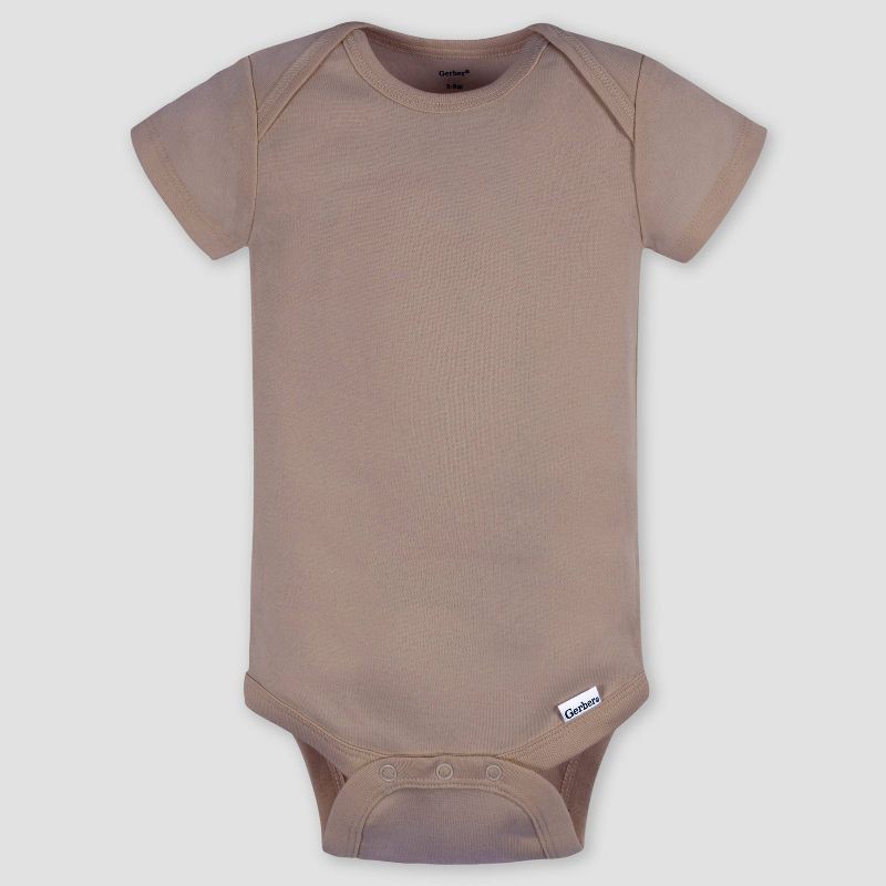 slide 3 of 6, Gerber Baby 5pk Short Sleeve Onesies - Pink 12M: Cotton Knit Bodysuits, Lightweight Fabric, Crew Neck, Crotch Snap Closure, 5 ct