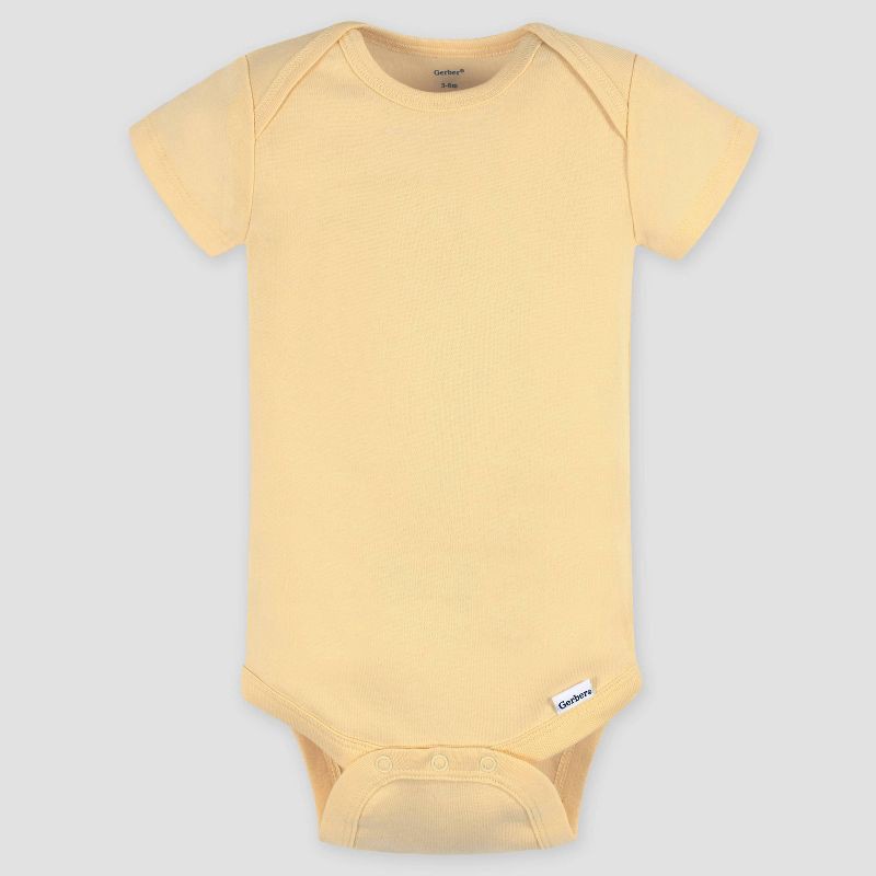 slide 4 of 6, Gerber Baby 5pk Short Sleeve Onesies - Pink 12M: Cotton Knit Bodysuits, Lightweight Fabric, Crew Neck, Crotch Snap Closure, 5 ct