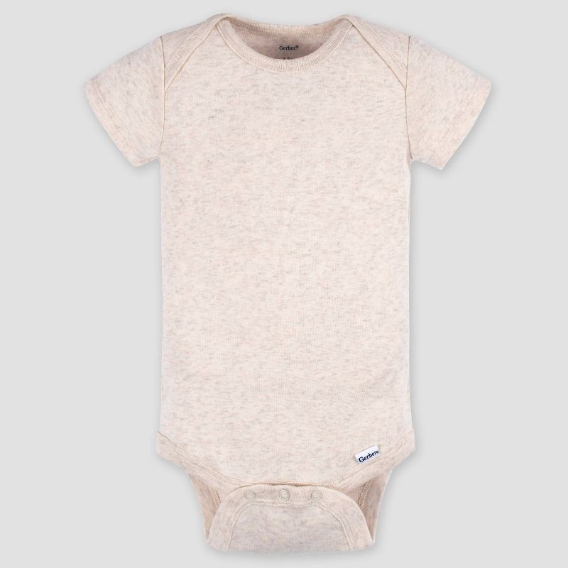 slide 6 of 6, Gerber Baby 5pk Short Sleeve Onesies - Pink 12M: Cotton Knit Bodysuits, Lightweight Fabric, Crew Neck, Crotch Snap Closure, 5 ct