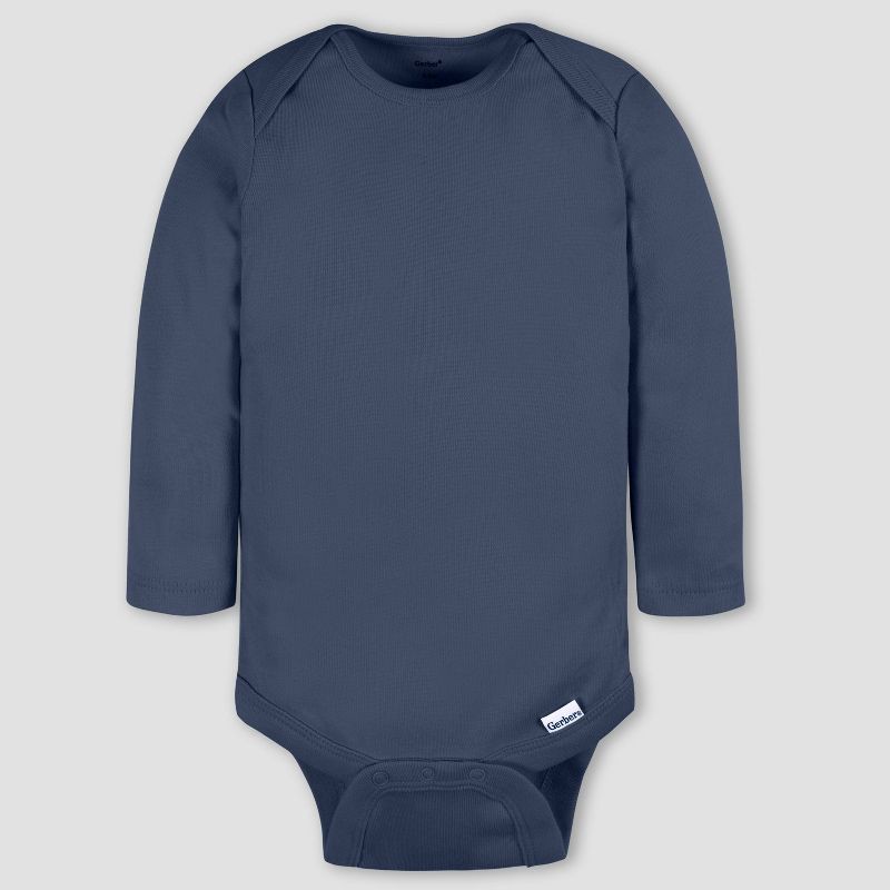 slide 4 of 5, Gerber Baby 4pk Long Sleeve Onesies - Neutral 12M: Cotton Knit Bodysuits, Pullover Crotch Snap, 4 ct