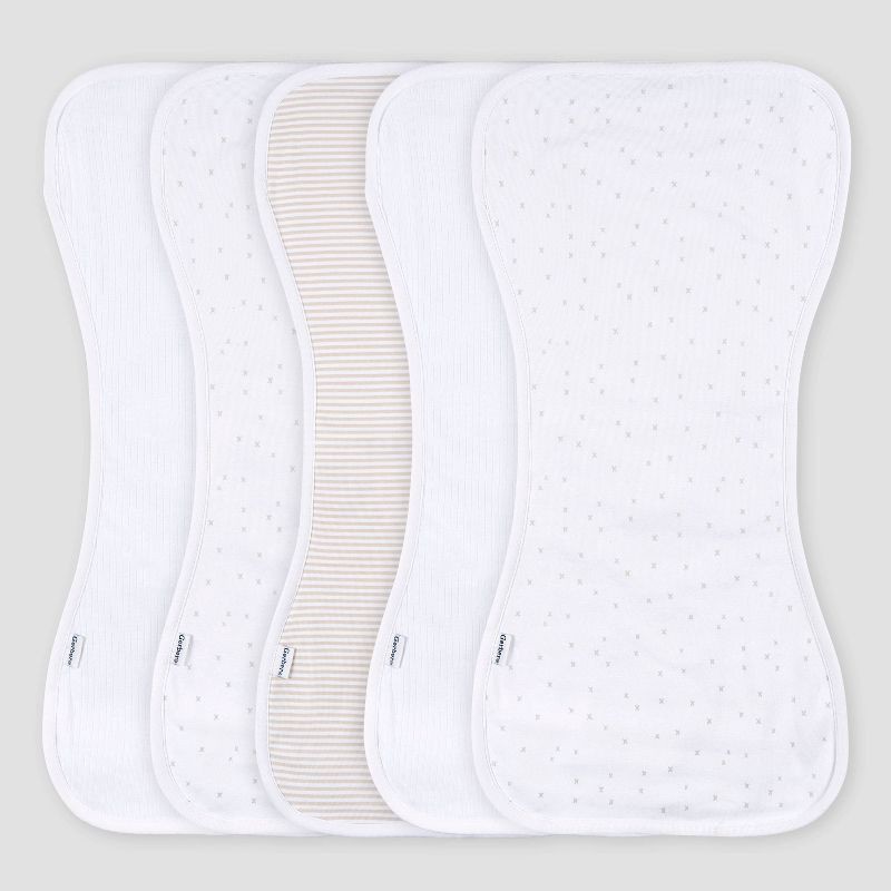 slide 1 of 8, Gerber Baby 5pk Burp Cloth - White, 5 ct
