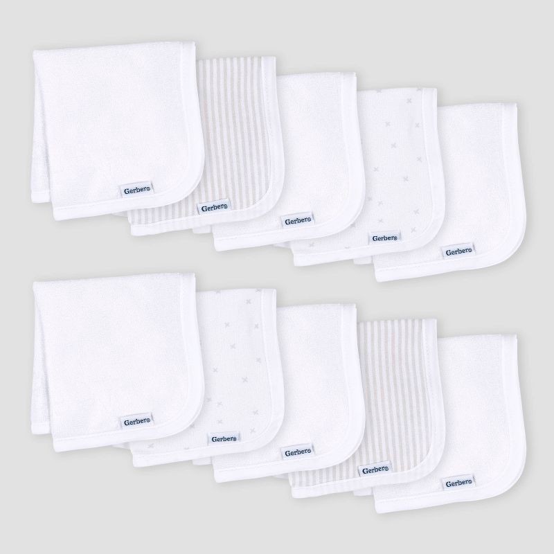 slide 1 of 4, Gerber Baby 10pk Knit Washcloth - White, 10 ct