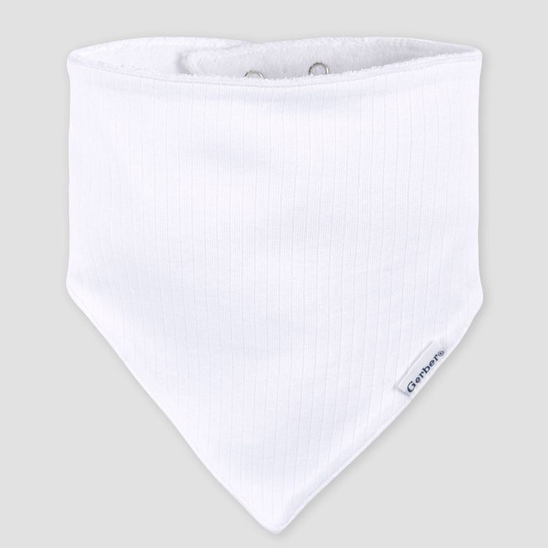 slide 5 of 6, Gerber Baby 5pk Bandana Bib - White, 5 ct