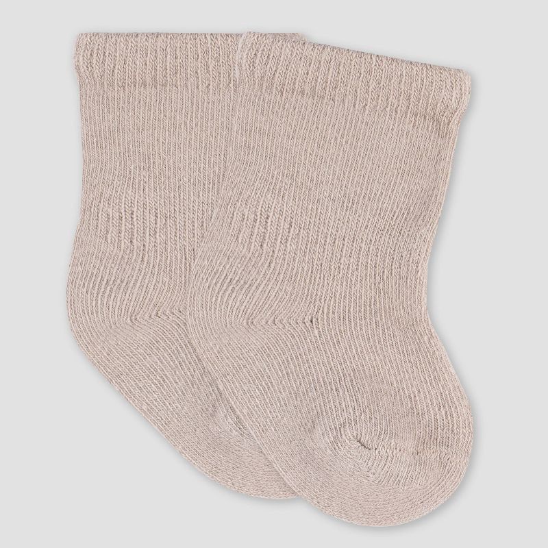 slide 3 of 7, Gerber Baby 6pk Wiggle Proof Socks - Cream 6-12M: Infant Crew Socks, Cotton Blend, Machine Washable, Knit Construction, 6 ct