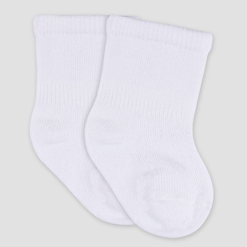 slide 2 of 9, Gerber Baby 6pk Wiggle Proof Socks - Pink 0-6M: Crew Height, Knit Construction, 6 ct