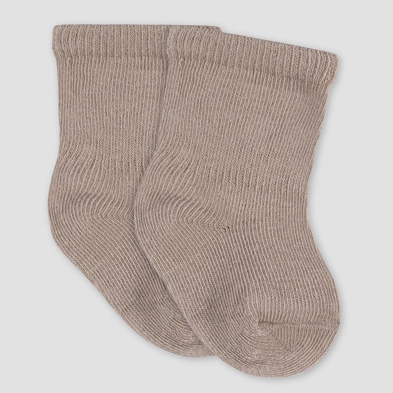 slide 3 of 9, Gerber Baby 6pk Wiggle Proof Socks - Pink 0-6M: Crew Height, Knit Construction, 6 ct