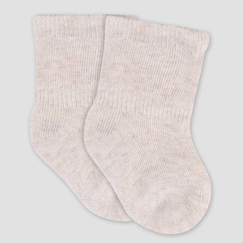 slide 6 of 9, Gerber Baby 6pk Wiggle Proof Socks - Pink 0-6M: Crew Height, Knit Construction, 6 ct