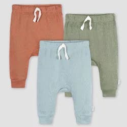 Gerber Baby 3pk Jogger Pants - Blue Newborn: Cotton Knit, Elastic Ankle, Pull-On Waist, Tapered Leg