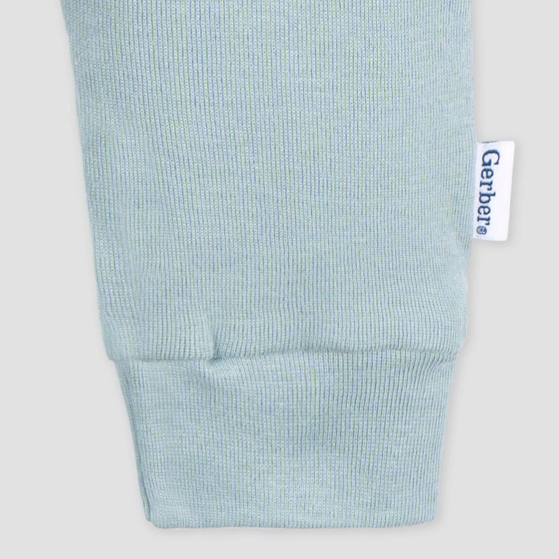 slide 6 of 6, Gerber Baby 3pk Jogger Pants - Blue 0-3M: Cotton Blend, Elastic Leg Openings, Pull-On Waist, Tapered Ankle Length, 3 ct