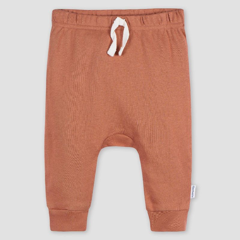 slide 4 of 6, Gerber Baby 3pk Jogger Pants - Blue 12M: Cotton Knit, Elastic Leg, Pull-On Waist, Tapered Ankle, 10" Inseam, 3 ct