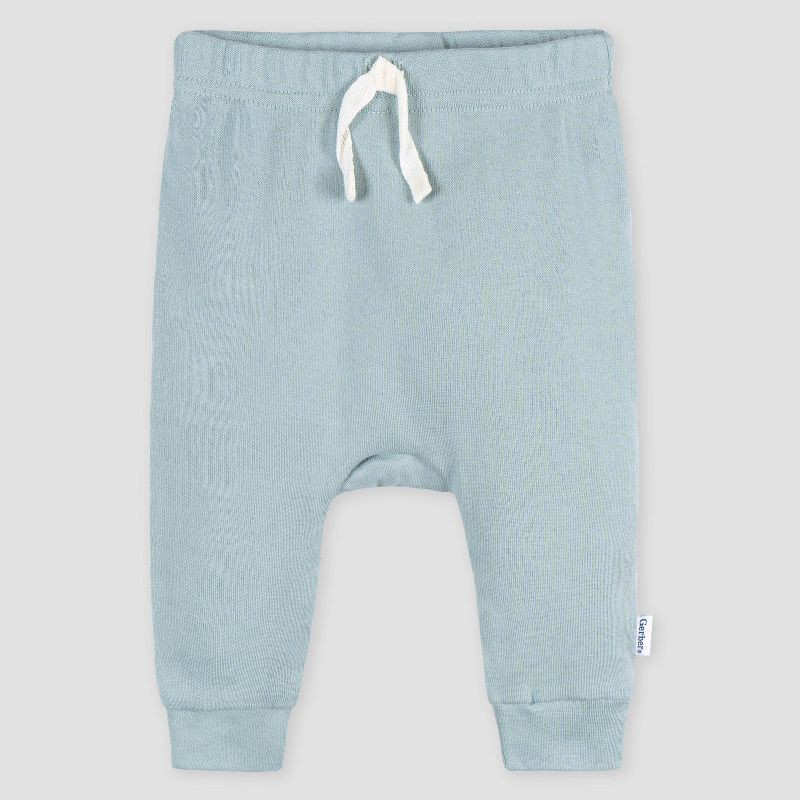 slide 2 of 6, Gerber Baby 3pk Jogger Pants - Blue 18M: Cotton Spandex Blend, Elastic Waist, Tapered Leg, 3 ct