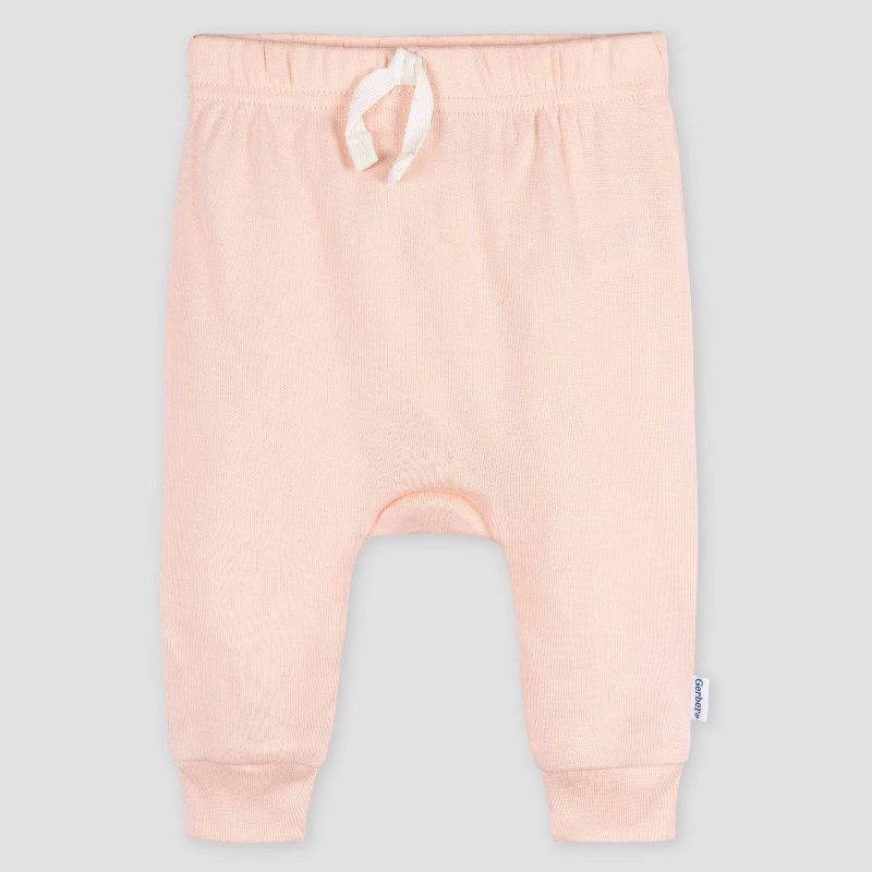 slide 2 of 6, Gerber Baby 3pk Jogger Pants - Pink 18M: Cotton-Spandex Blend, Elastic Leg Openings, Pull-On Waist, Knit Fabric, 3 ct