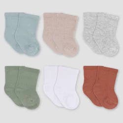 Gerber Childrenswear Gerber Baby 6pk Wiggle Proof Socks - Blue 0-6M: Infant Crew Socks, Cotton Blend, Machine Washable, Knit, Tagless Design