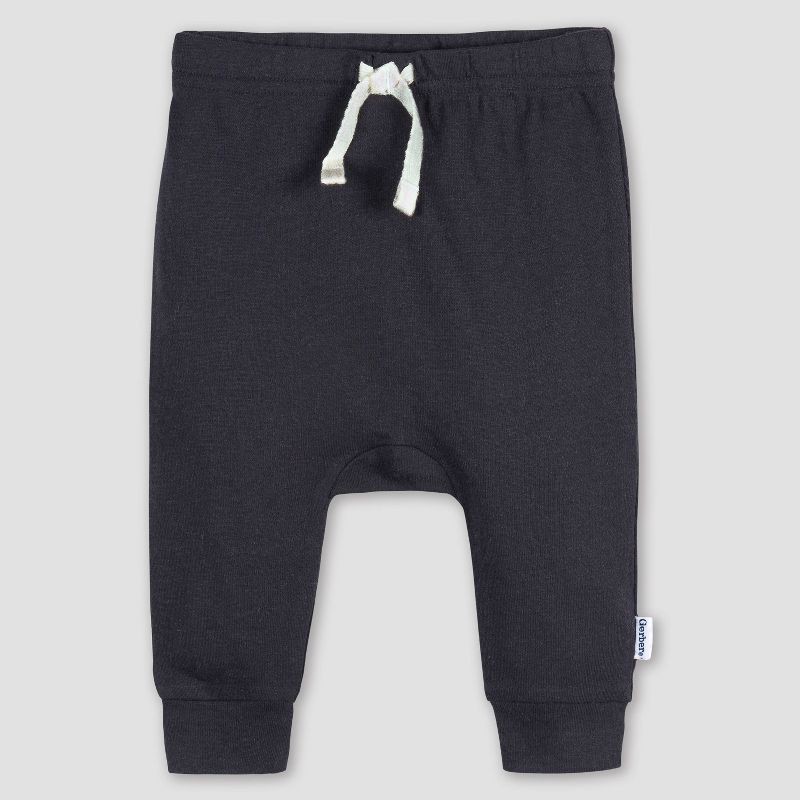 slide 3 of 6, Gerber Baby 3pk Jogger Pants - Heathered Gray 0-3M: Cotton Knit, Elastic Waist, Tapered Leg, 3 ct