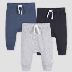 Gerber Baby 3pk Jogger Pants - Heathered Gray 3-6M: Cotton Knit, Elastic Ankle, Pull-On Waist