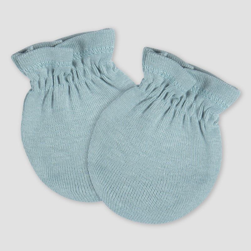 slide 4 of 7, Gerber Baby 6pk Hat & Mitten Set - Blue: Cotton Knit, Elastic Cuffs, 12 Months, Solid Pattern, 6 ct