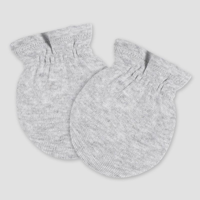 slide 4 of 7, Gerber Baby 6pk Hat & Mitten Set - Gray: Cotton Knit, Elastic Cuffs, 0-12 Months, 6 ct