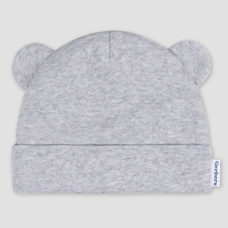 slide 7 of 7, Gerber Baby 6pk Hat & Mitten Set - Gray: Cotton Knit, Elastic Cuffs, 0-12 Months, 6 ct
