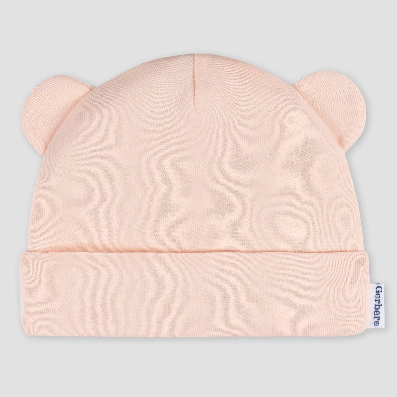 slide 7 of 7, Gerber Baby 6pk Hat & Mitten Set - Pink: Cotton Knit, Elastic Cuffs, 12 Months, 6 ct