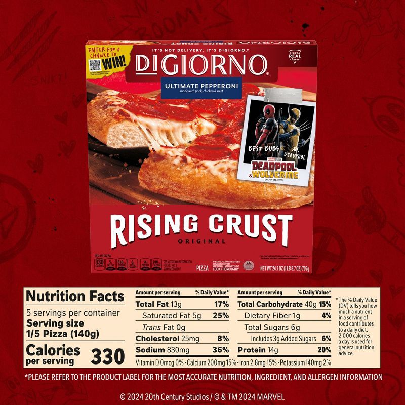 slide 7 of 11, DiGiorno Rising Crust Pepperoni Frozen Pizza - 24.7oz, 24.7 oz