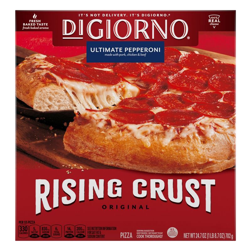 slide 1 of 6, DiGiorno Rising Crust Pepperoni Frozen Pizza - 24.7oz, 24.7 oz